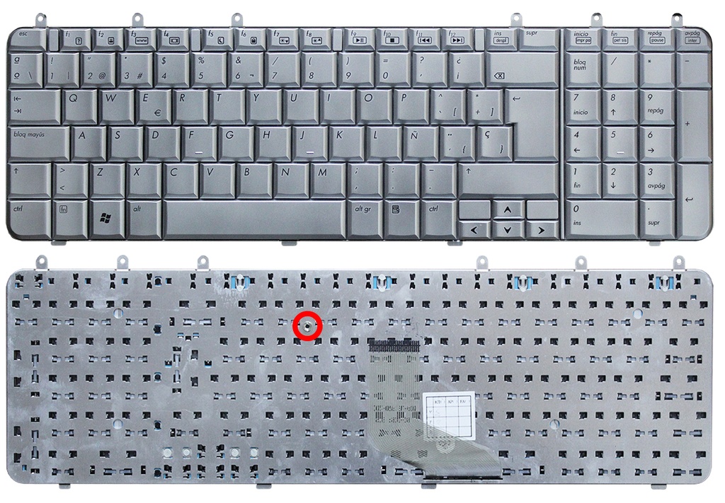[T066] Teclado para Laptop Español HP DV7-1000 Plateado Numerico