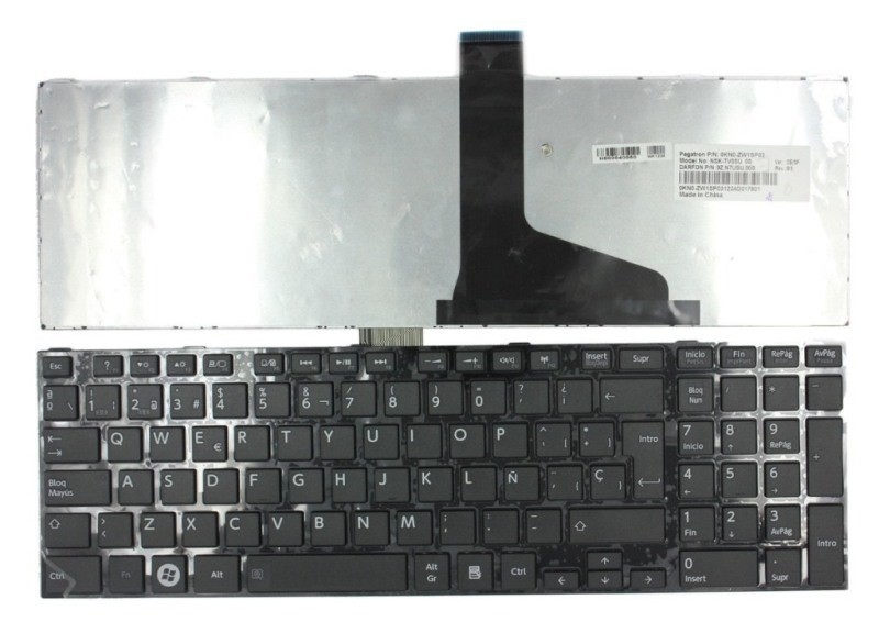 [T149] Teclado para Laptop Español TOSHIBA SAT. C850  L850 L855 # Negro Frame Numerico